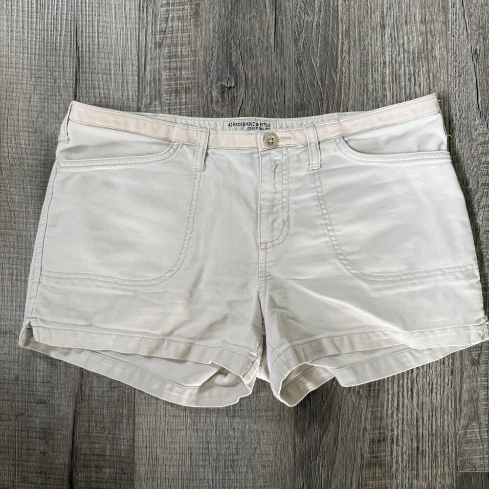 Vtg Y2k Abercrombie & Fitch Shorts Utility Cotton Womens Size 6 Cream Mid Rise
